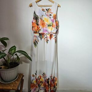 EUC LIKE NEW BISOU BISOU MICHELE BOHBOT FLORAL SLEEVELESS MAXI DRESS SIZE 10 / M